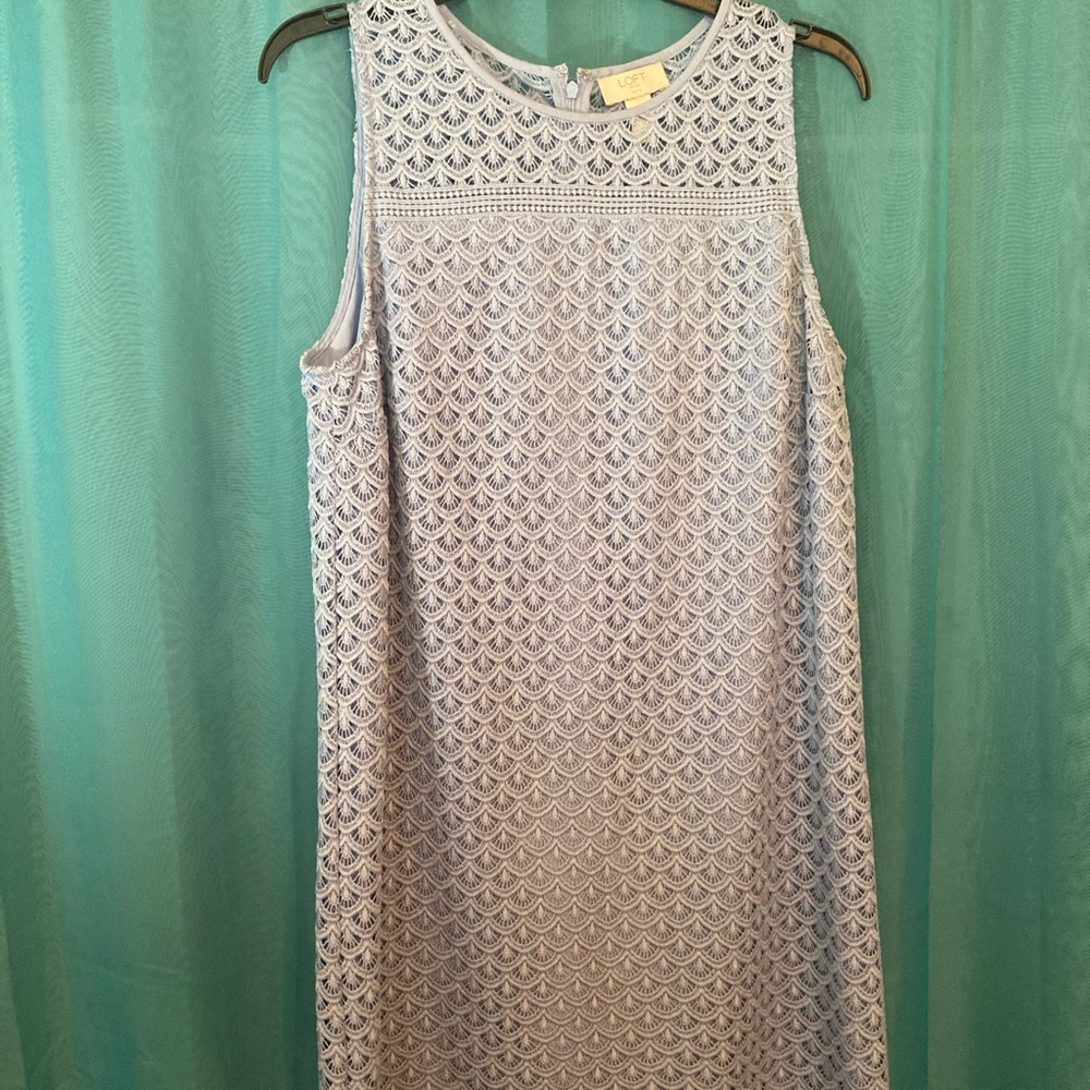 LOFT Light Blue Tank Top Dress Lace
